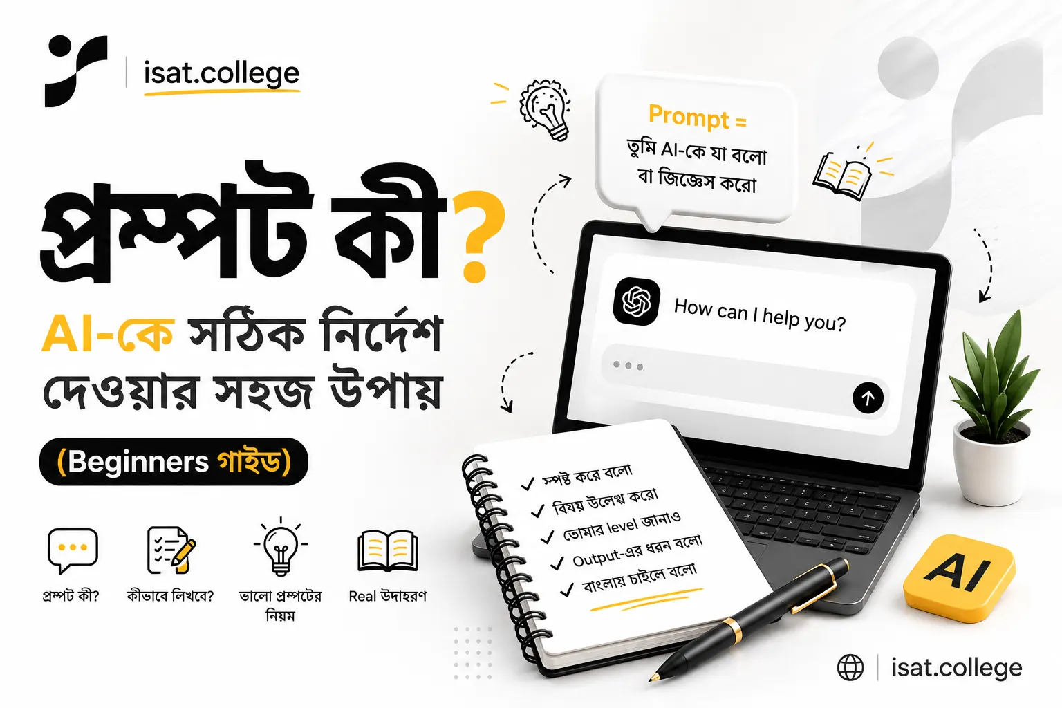 প্রম্পট [Prompt] কী এবং AI-কে কীভাবে সঠিক নির্দেশ দিতে হয় তা সহজ বাংলায় শিখুন। ছাত্রছাত্রী ও শিক্ষকদের জন্য।